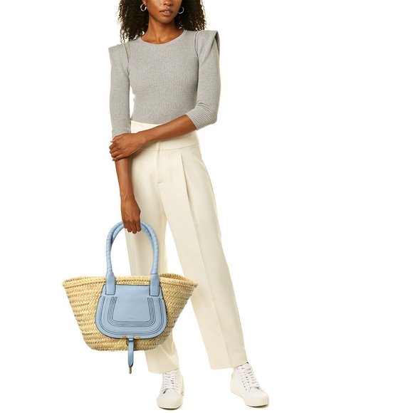 Chloe Marcie Medium Raffia & Leather Basket Tote - Picture 4 of 5